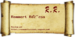 Remmert Rózsa névjegykártya